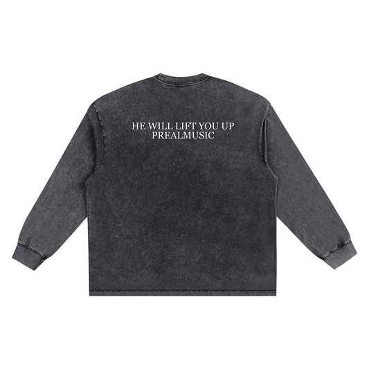 He Will Lift You Up - Frayed Edge Long Sleeve T-Shirt