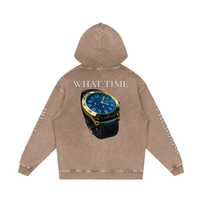 WHAT TIME - Loose Cotton Hoodie