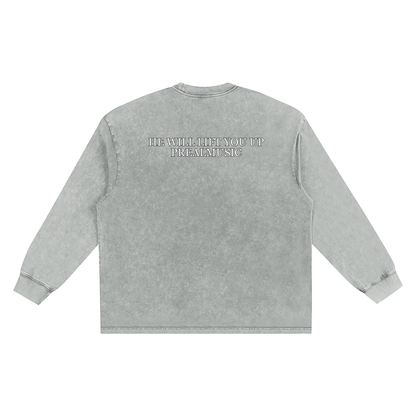He Will Lift You Up - Frayed Edge Long Sleeve T-Shirt