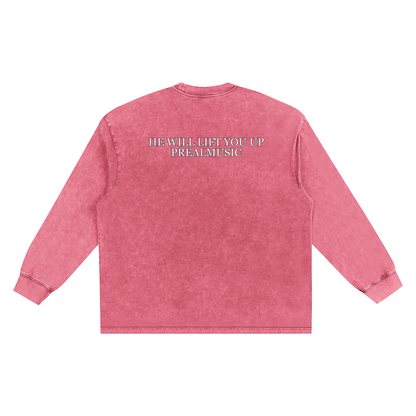 He Will Lift You Up - Frayed Edge Long Sleeve T-Shirt