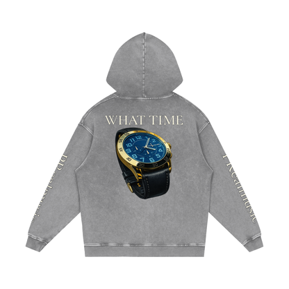 WHAT TIME - Loose Cotton Hoodie