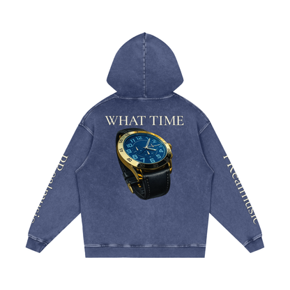 WHAT TIME - Loose Cotton Hoodie