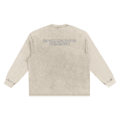He Will Lift You Up - Frayed Edge Long Sleeve T-Shirt