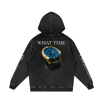 WHAT TIME - Loose Cotton Hoodie