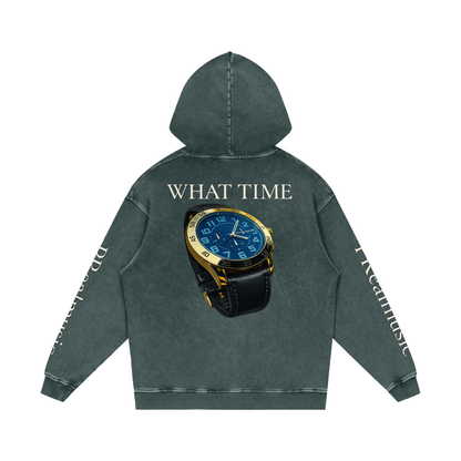 WHAT TIME - Loose Cotton Hoodie