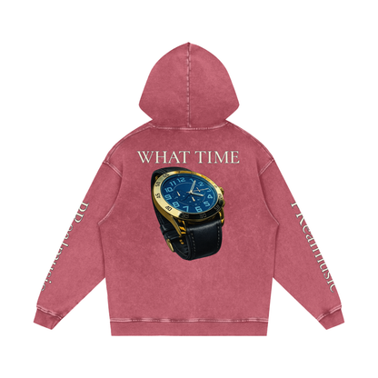 WHAT TIME - Loose Cotton Hoodie